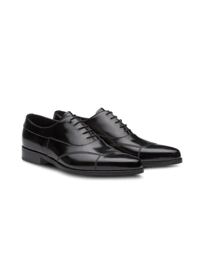 Shop Prada Brushed Oxford Shoes In Black