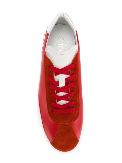 Shop Tod's Logo Detail Sneakers In Red