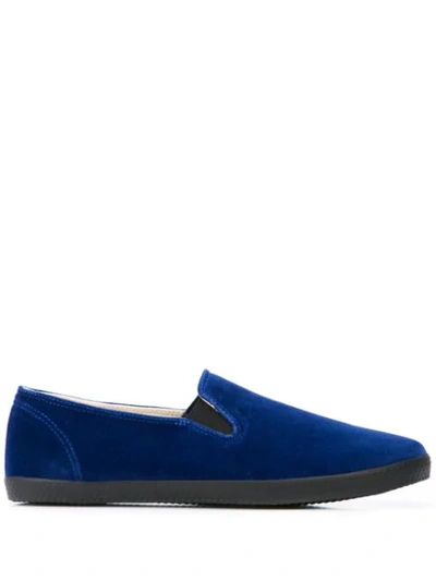 Shop Yohji Yamamoto Velvet Slip-on Shoes In Blue