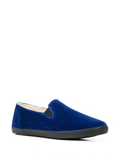 Shop Yohji Yamamoto Velvet Slip-on Shoes In Blue