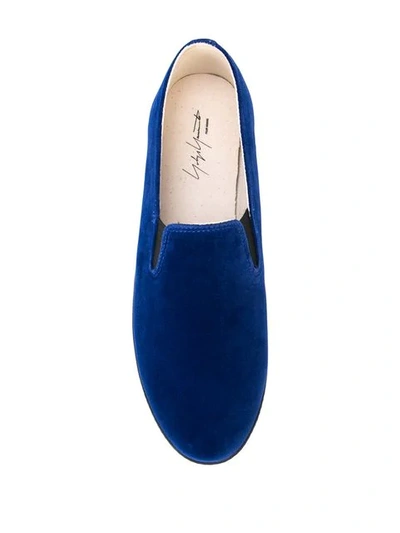 Shop Yohji Yamamoto Velvet Slip-on Shoes In Blue