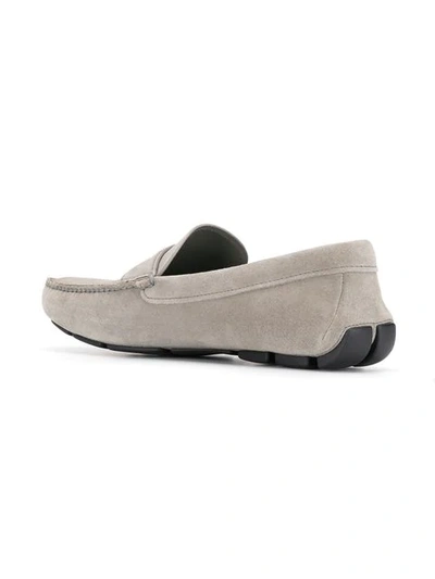 Shop Prada Suede Loafers In F0276 Acciaio