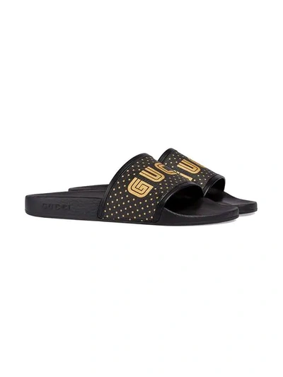 Shop Gucci Guccy Slide In Black