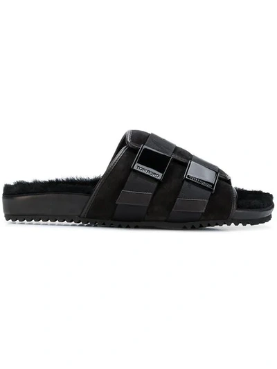 TOM FORD BUCKLE OPEN-TOE SANDALS - 黑色