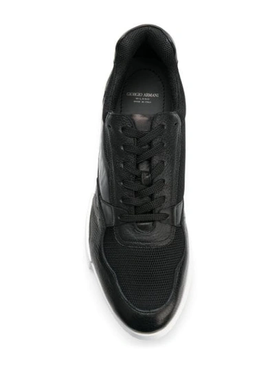 Shop Giorgio Armani Logo Print Sneakers In Black