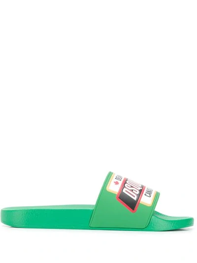 Shop Dsquared2 Brand Patch Slides In Green