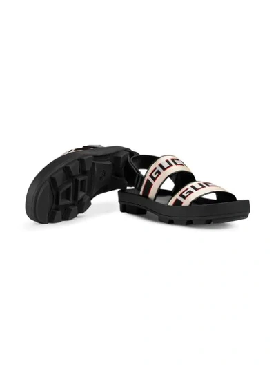 Shop Gucci Stripe Strap Sandal In Black