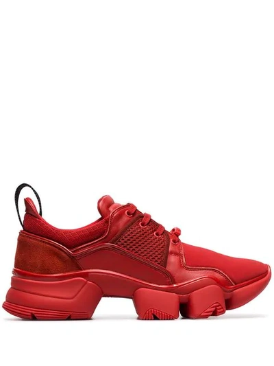 Shop Givenchy Red Jaw Neoprene And Leather Sneakers