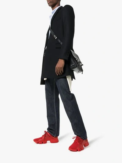 Shop Givenchy Red Jaw Neoprene And Leather Sneakers