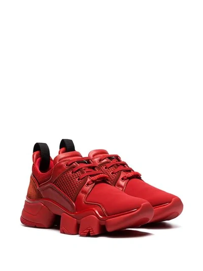 GIVENCHY RED JAW NEOPRENE AND LEATHER SNEAKERS - 红色