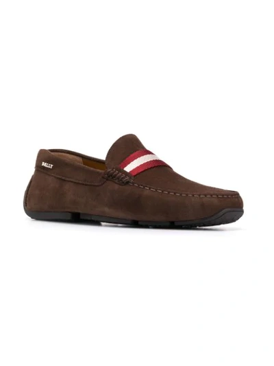 Shop Bally Contrast Stripe Loafers In Brown