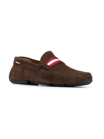 Bally Contrast Stripe Loafers In Brown