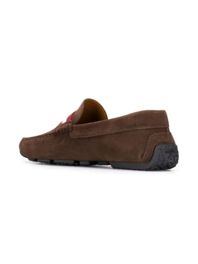 Bally Contrast Stripe Loafers In Brown