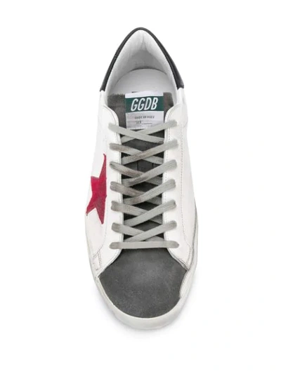 Shop Golden Goose Superstar Low-top Sneakers In Q74 White Leather Red Suede