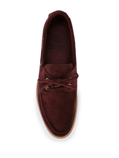 Shop Brunello Cucinelli Classic Boat Shoes In Red
