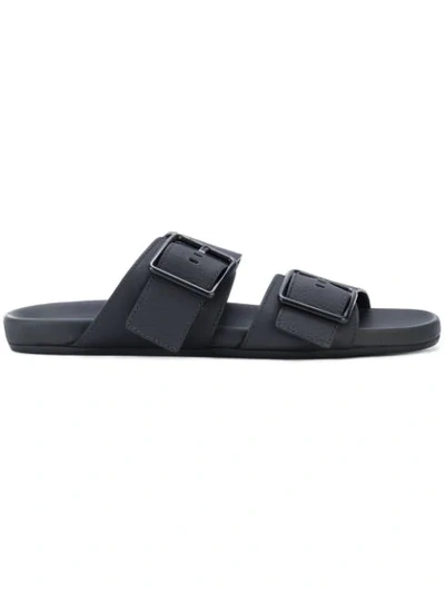 Shop Lanvin Flat Buckle Sandals In Black
