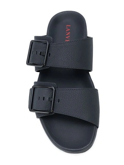 Shop Lanvin Flat Buckle Sandals In Black