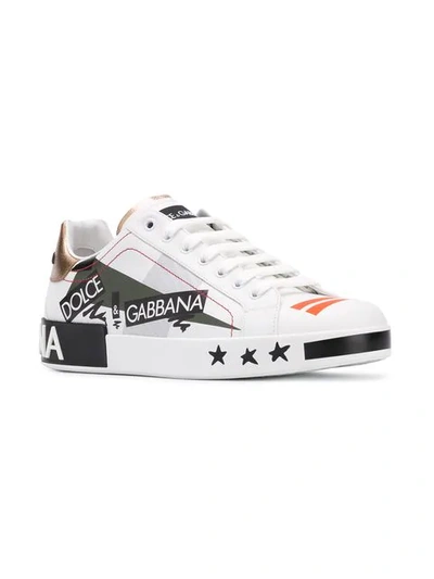 Shop Dolce & Gabbana 'love' Print Lo-top Sneakers In White