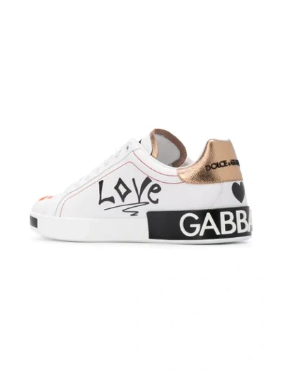 Shop Dolce & Gabbana 'love' Print Lo-top Sneakers In White