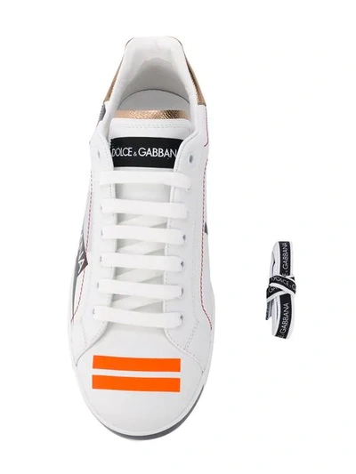 Shop Dolce & Gabbana 'love' Print Lo-top Sneakers In White