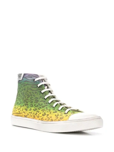 Shop Saint Laurent Leopard Print High Top Sneakers In 9142