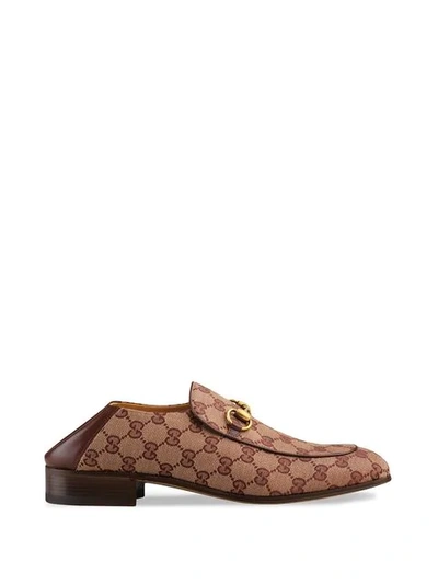 Shop Gucci Gg Canvas Horsebit Loafer In Red