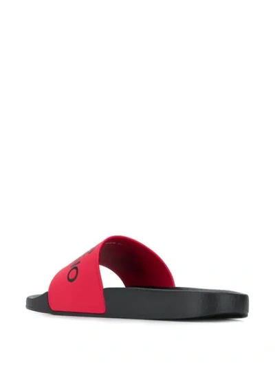 Shop Dsquared2 Logo Contrast Strap Slides In Black