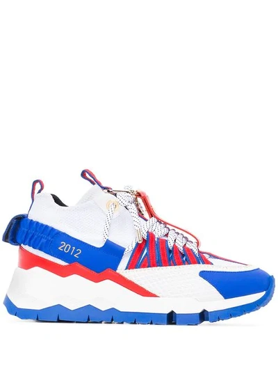 PIERRE HARDY KEYRING-EMBELLISHED LOW-TOP SNEAKERS - WHITE/BLUE/RED