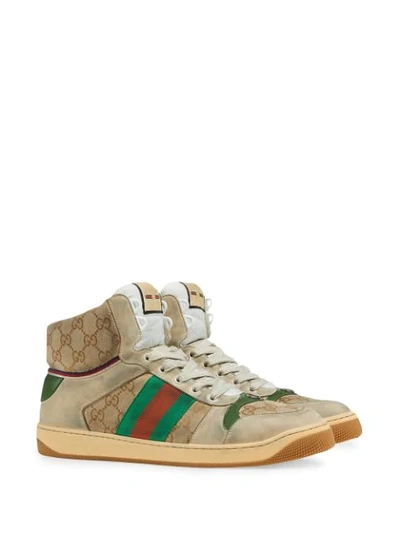 Shop Gucci Men's Screener Gg High-top Sneaker In White