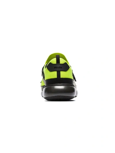 Shop Prada Cloudbust Knitted Neon Sneakers In Yellow