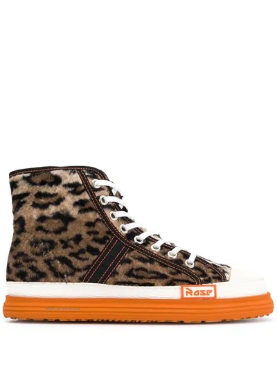Shop Martine Rose Leopard Print Basketball Boots In Brown