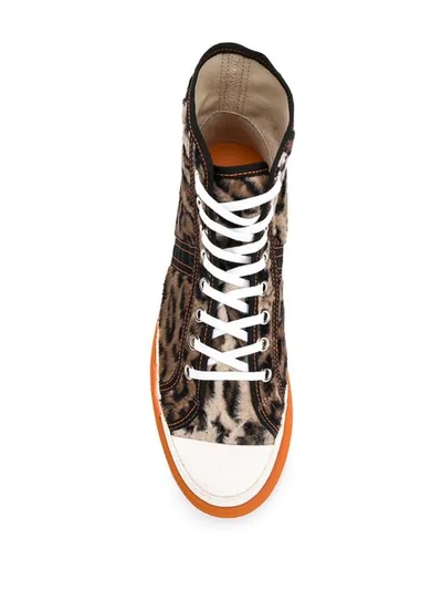 Shop Martine Rose Leopard Print Basketball Boots In Brown