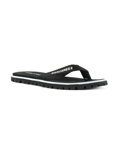 Shop Dsquared2 Logo Flip Flops In Black