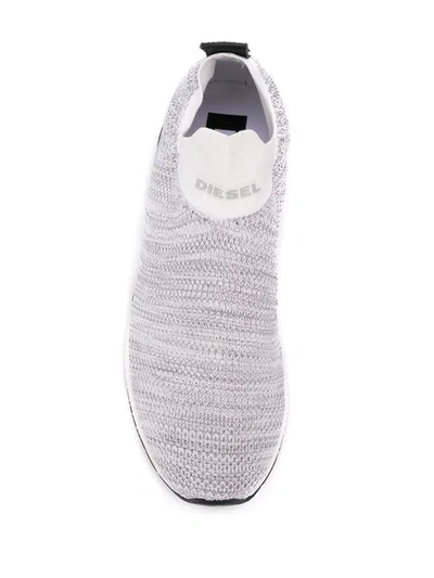 Shop Diesel Slip-on Knitted Sneakers In Grey