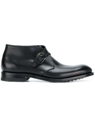 Shop Ferragamo Salvatore  Monk Strap Booties - Black