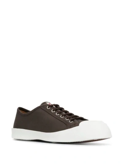 Shop Marni Lace-up Sneakers In Brown