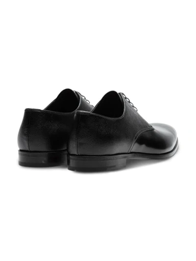 Shop Prada Saffiano And Brushed Leather Derby Shoes In Black