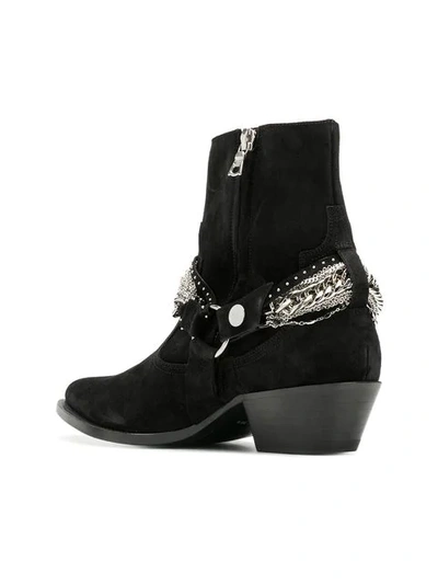 Shop Amiri Chain Embellished Ankle Boots In Black