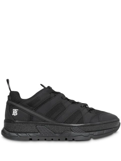 Shop Burberry Mesh And Nubuck Sneakers In Black