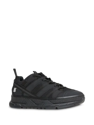 Shop Burberry Mesh And Nubuck Sneakers In Black