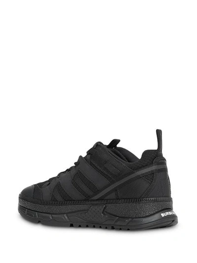 Shop Burberry Mesh And Nubuck Sneakers In Black