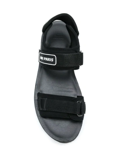 Shop Ami Alexandre Mattiussi Touch-strap Open-toe Sandal In Black