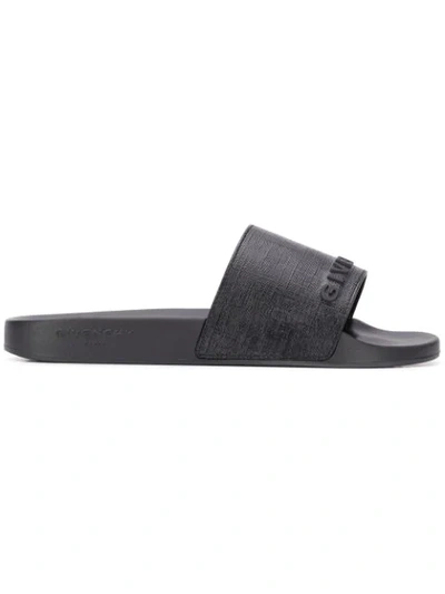 Shop Givenchy 3d Logo Slides In Black