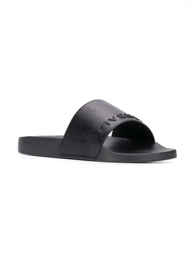 Shop Givenchy 3d Logo Slides In Black