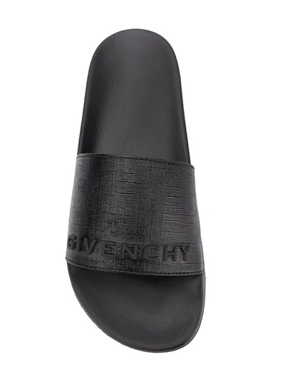 Shop Givenchy 3d Logo Slides In Black