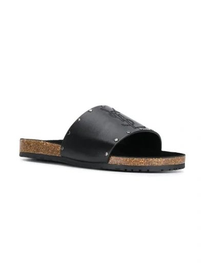 Saint Laurent Jimmy Black Leather Sandals With Studs Details In Black