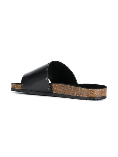 Saint Laurent Jimmy Black Leather Sandals With Studs Details In Black