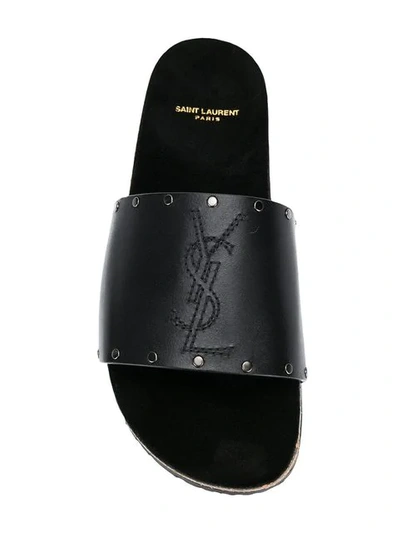 Shop Saint Laurent Jimmy Slide Sandals In Black