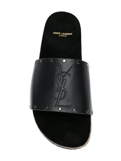 Saint Laurent Jimmy Black Leather Sandals With Studs Details In Black