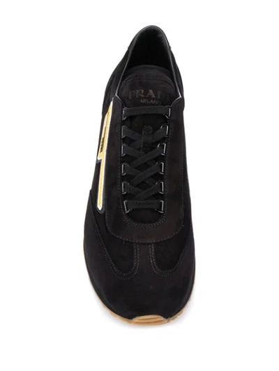 Shop Prada Logo Patch Low-top Sneakers In Black